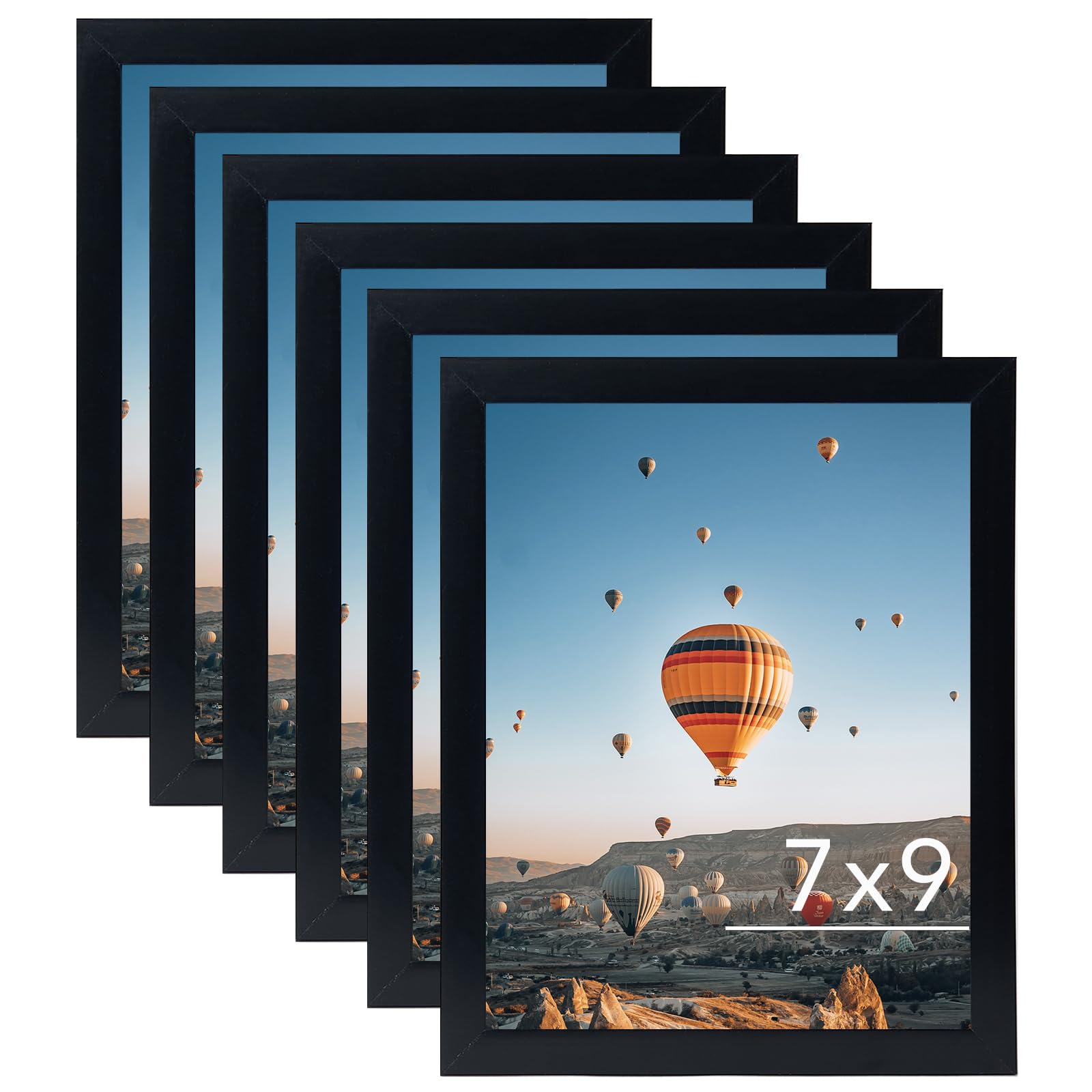 JCJMY 7x9 Picture Frame Set of 6 Black