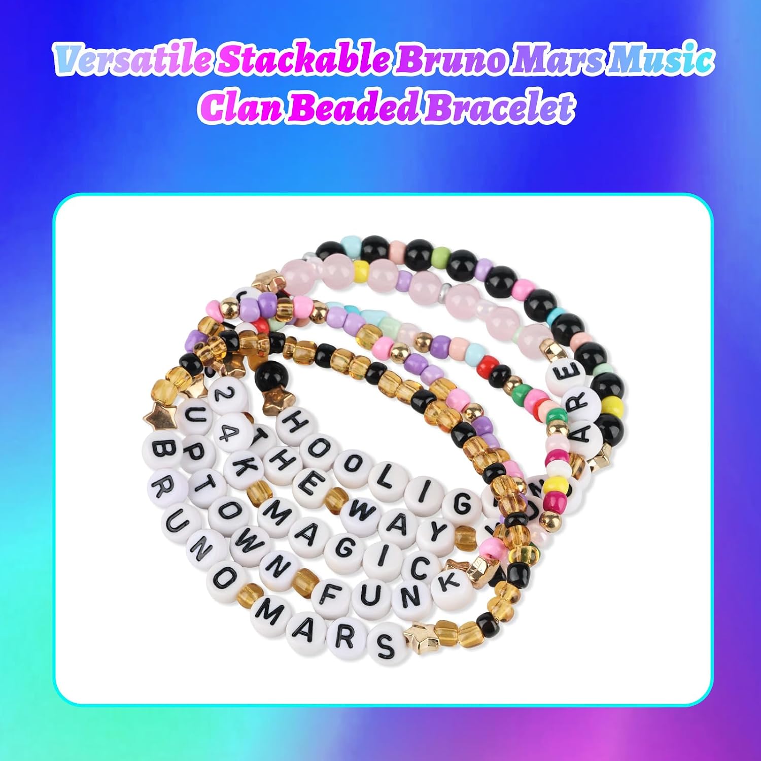 Bruno Mars Music Inspired Bracelets for Mars Army Fans 5PCS