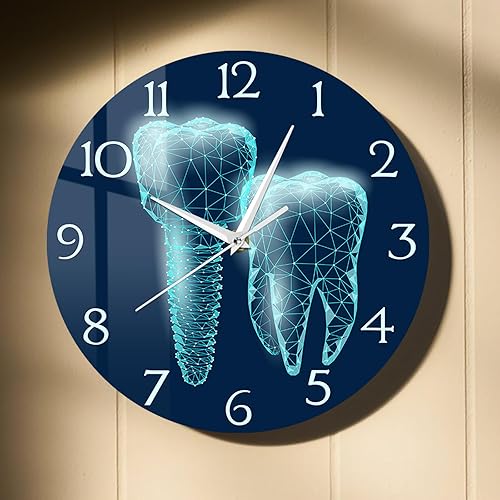 Reloj de pared dental para oficina, relojes de dientes de 12 pulgadas, con batería, silencioso, sin garrapatas, reloj de pared para oficina dental,