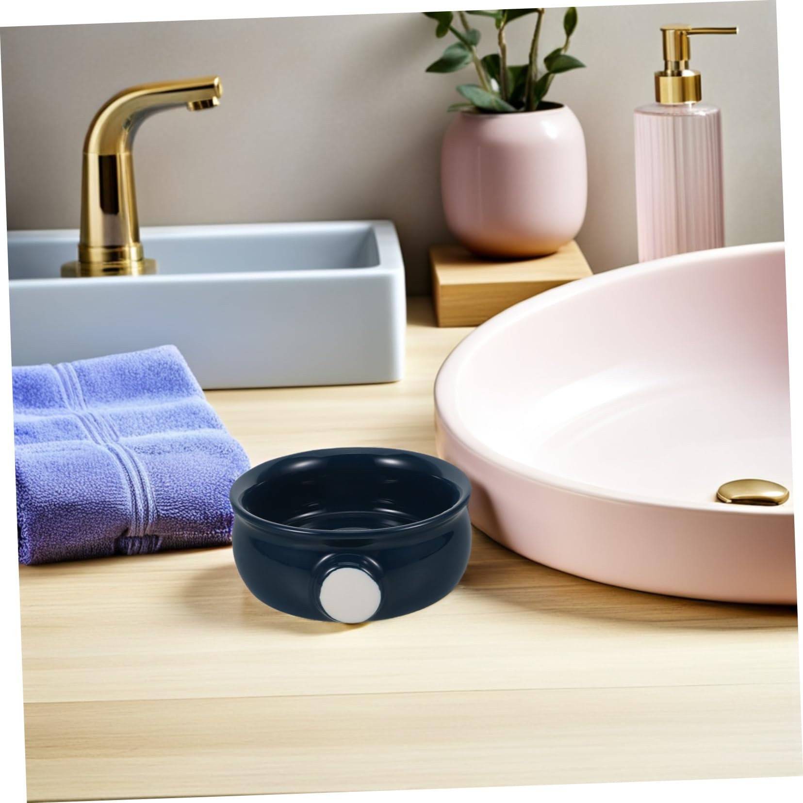 Beaupretty Ciotola da Barba in Materiale Ceramico Testurizzato a Spirale per Rasatura Bagnata e Viaggio