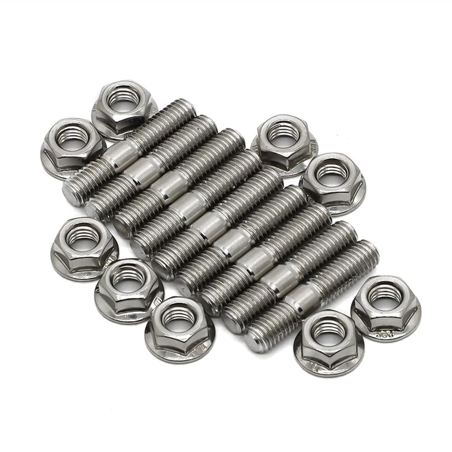 M8*40 Exhaust Manifold Stud Serrated Nuts Bolts Screws for B D Series for Ho.nda Civic Acura Integra V3 Stainless Steel Exhaust Stud(18sets)
