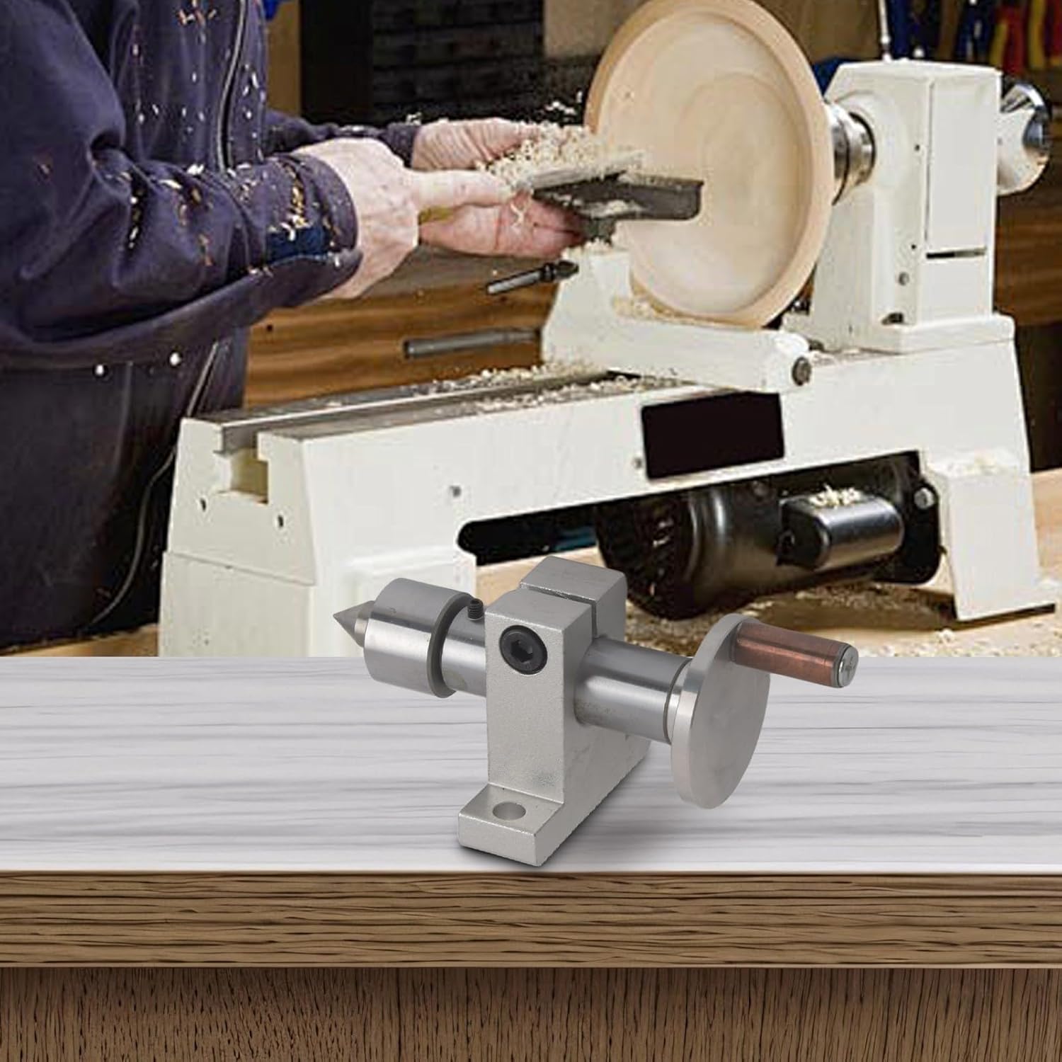 Double Bearing Live Center for Mini Lathe Machines – Adjustable Revolving Center, Turning Center Compatible with For CNC & Metal Lathes, Silver Metal