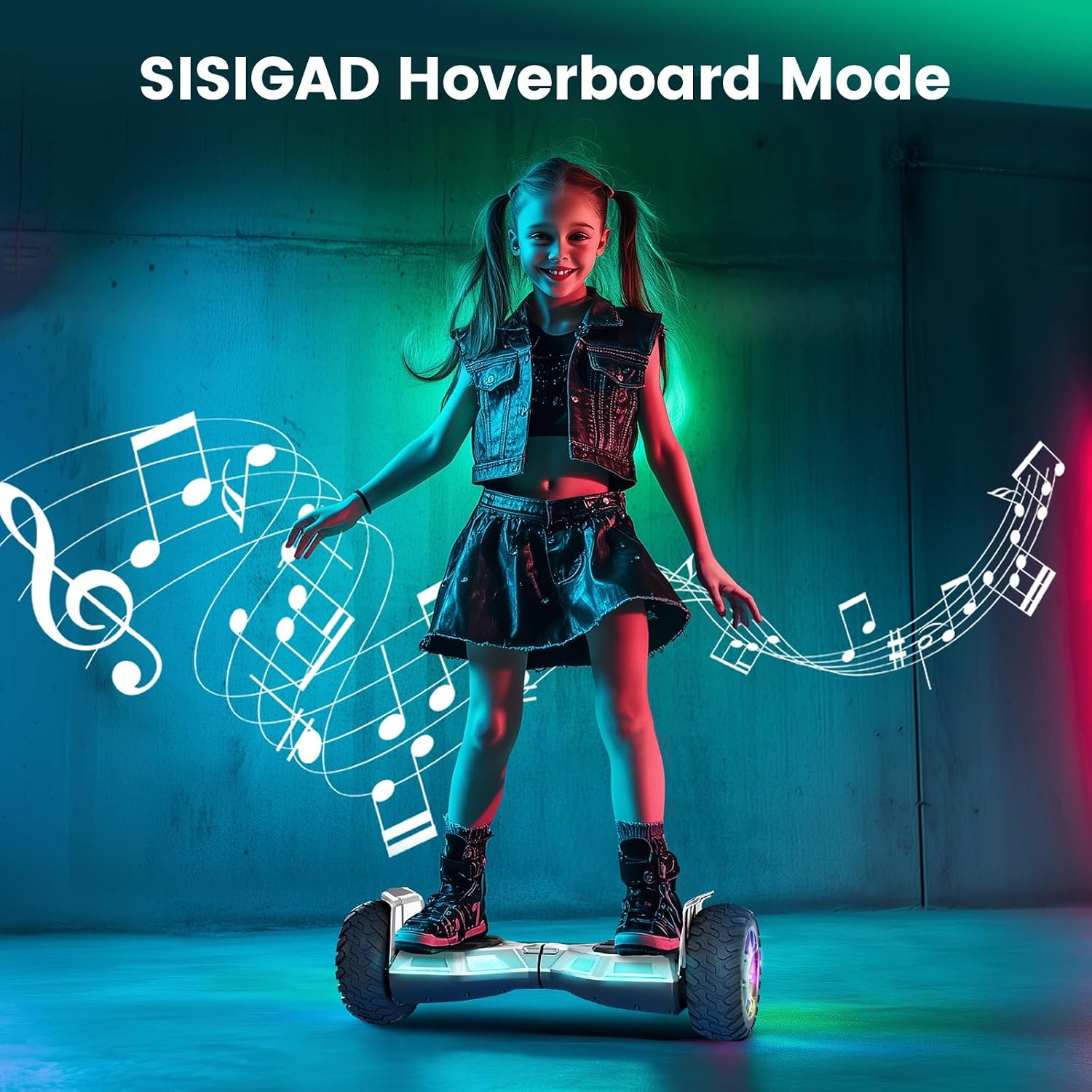 SISIGAD Scooter Seat Attachment, 6.5'' Self Balancing Scooters Go Kart with Bluetooth and LED Lights