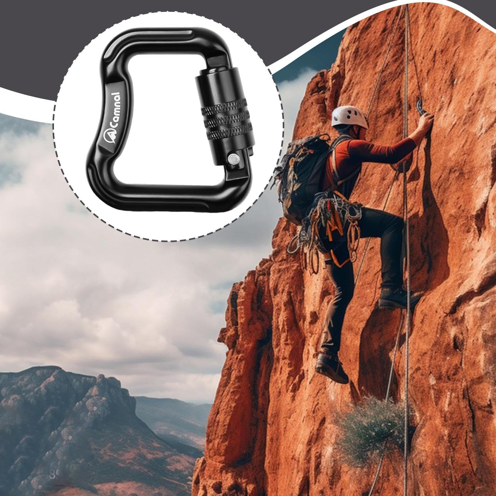 Mosquetón Escalada Clip Parapente Bloqueo Aluminio Compacto Ligero Adecuado para Equipos de Excursionismo Deportes Al Aire Libre Rescates