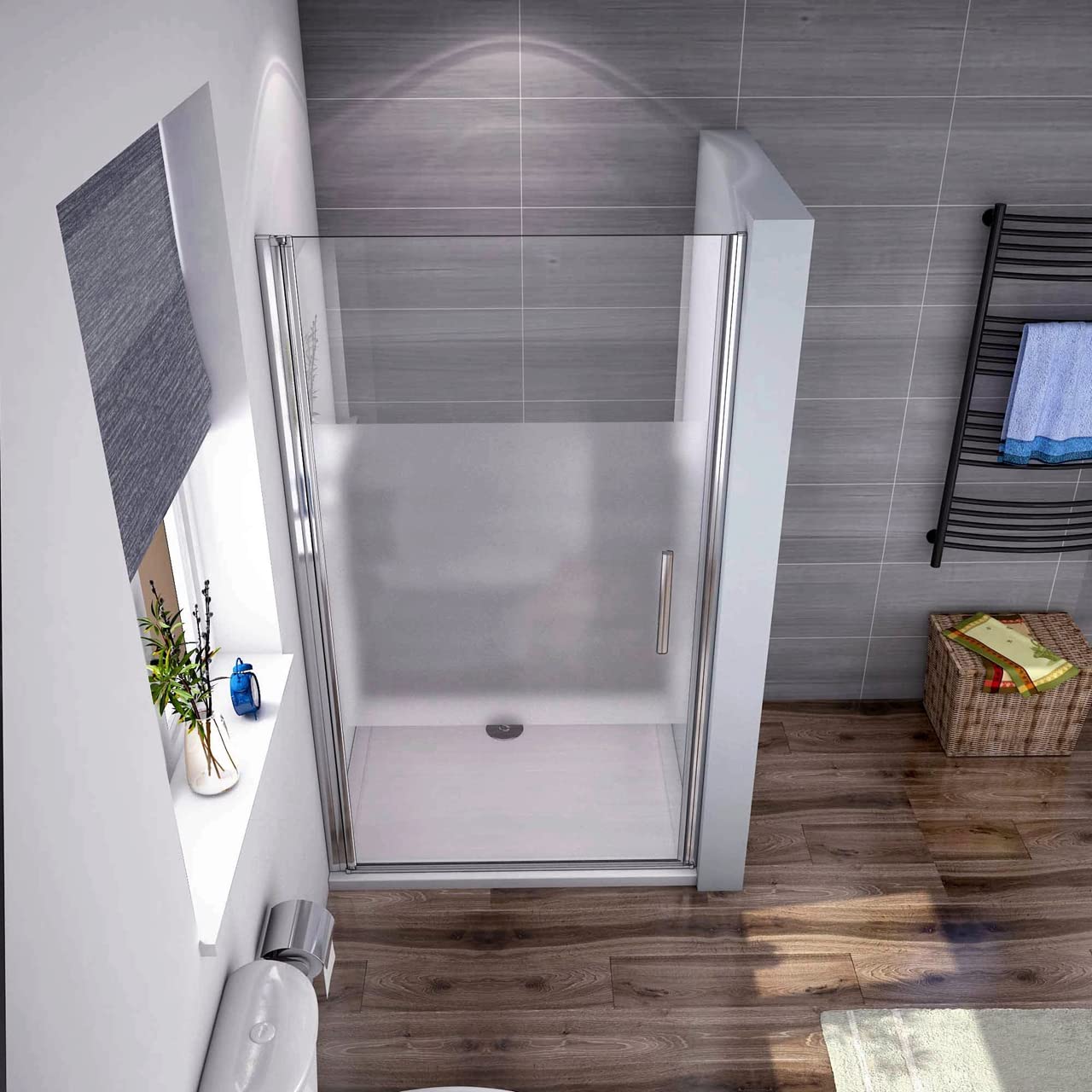 Box Doccia Nicchia 70x185cm - Porta A Battente Vetro Temperato Con Fascia Anticalcare - Foto 11