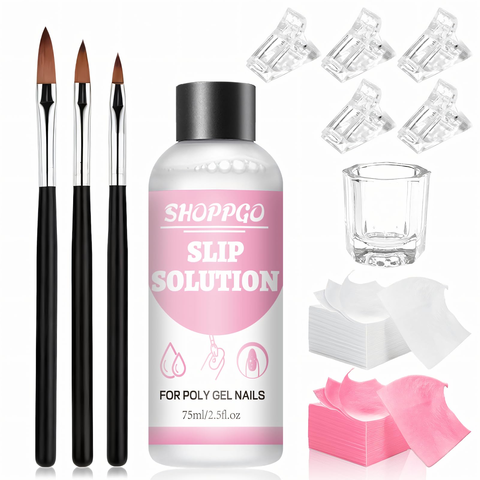 SHOPPGO Slip Solution for Polygel Nails Polygel Slip Solution, Poly Gel Nail Kit Contains 75ml slip solution