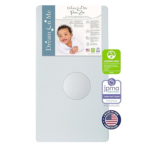 Dream On Me Colchón 2 en 1 para cuna y cama infantil  Colchón de cuna certificado Greenguard Gold y JPMA  Capa de cobre para niños pequeños  Funda