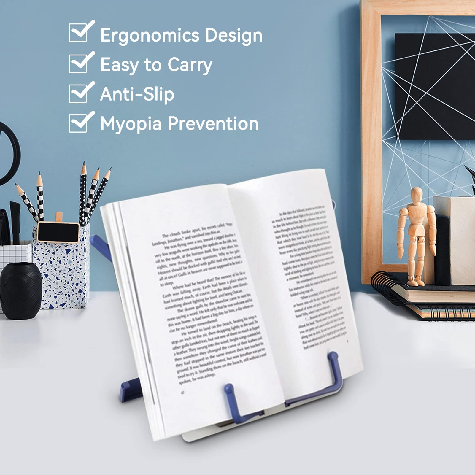 Support De Lecture Pupitre Réglable 2 En 1 Et Support De Livre De Table - Pliable Avec Sac De Transport Porte Livre Pour Lire Au Lit