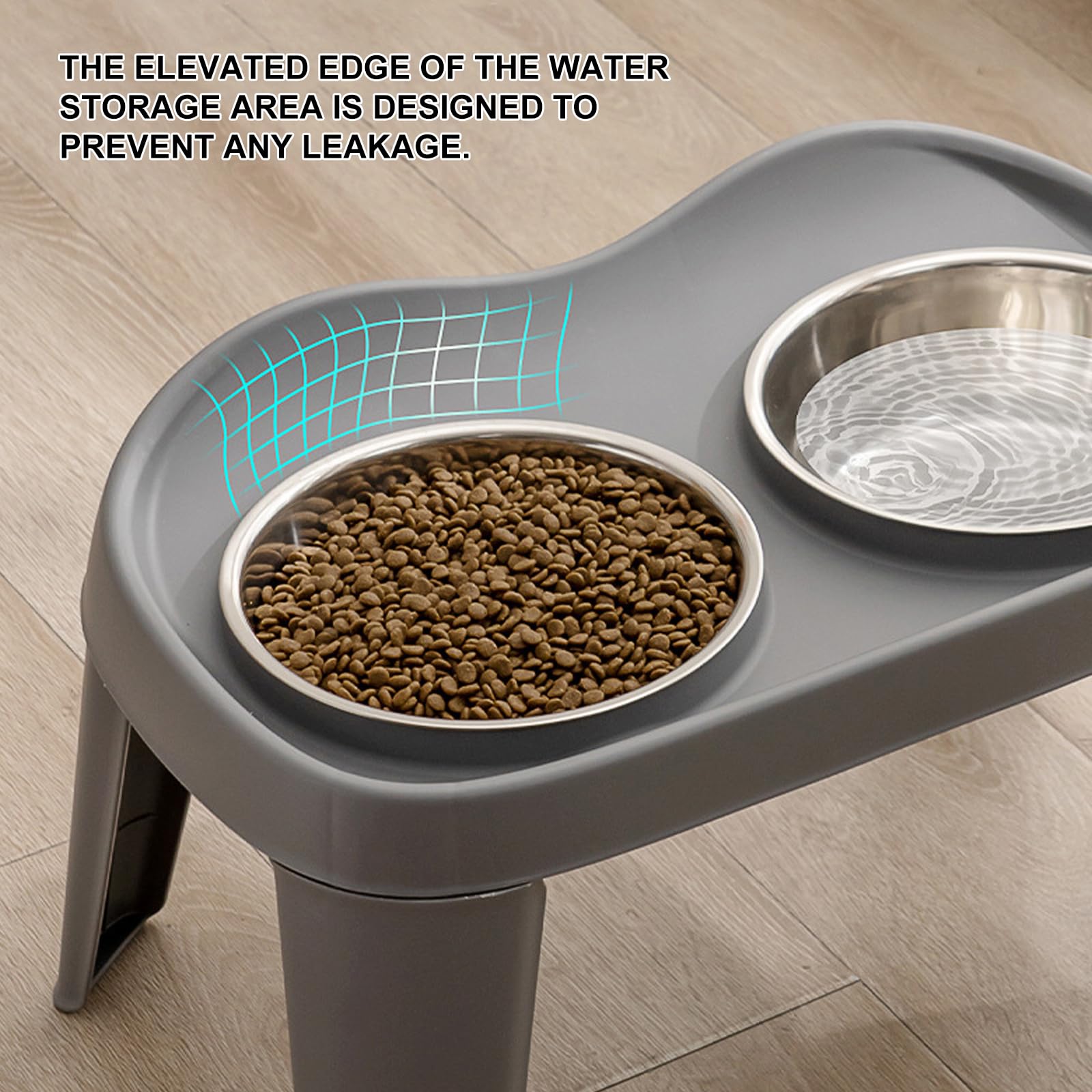 Gamelle pliable portable pour chien - Inserts en acier inoxydable - Facile à nettoyer - Évite la fatigue du cou - Gamelle surélevée pour chien