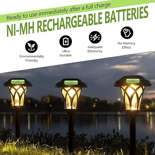 Miniatura 6 de JINTION Ni-MH AA Baterías recargables, doble A 1.2V 800mAh batería precargada para jardín al aire libre luces solares