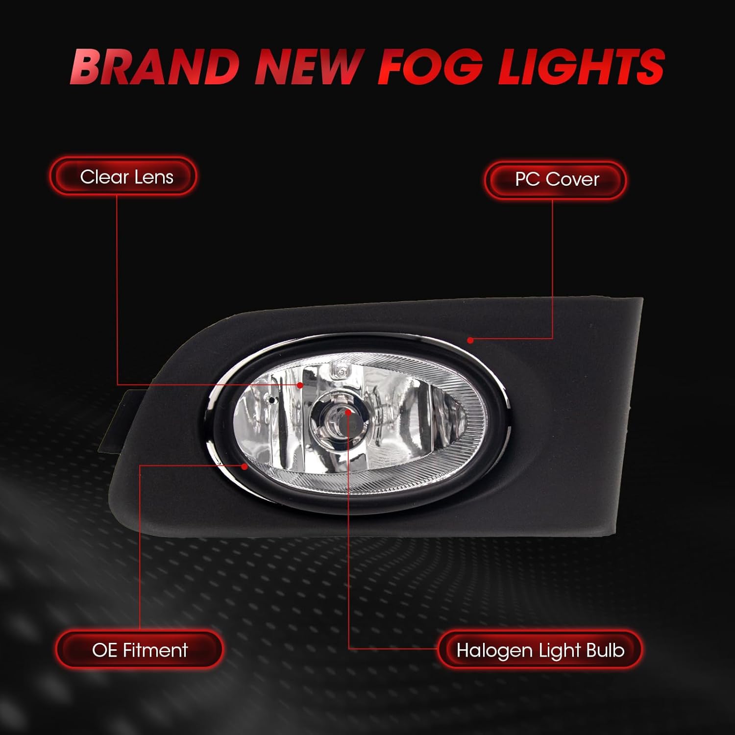 Fog Lights Assembly Compatible With HONDA Civic 2/4DR 2001-2003 Included Switch And Wiring Kit OEM Part Number:08V31S5D1M101, 08V31S5D1M102(Clear Lens)