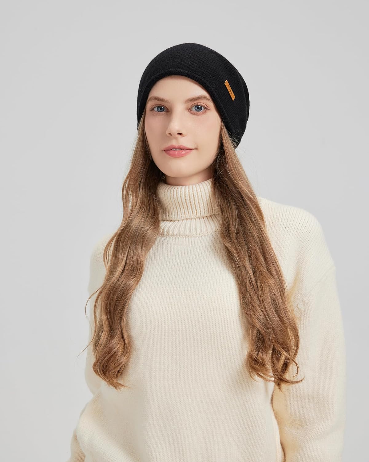 100% Merino Wool Slouchy Beanie Hat, Women Warm Winter Caps Soft, Ladies Breathable & Cozy Stretchy Knitted Skull Cap - Image 4