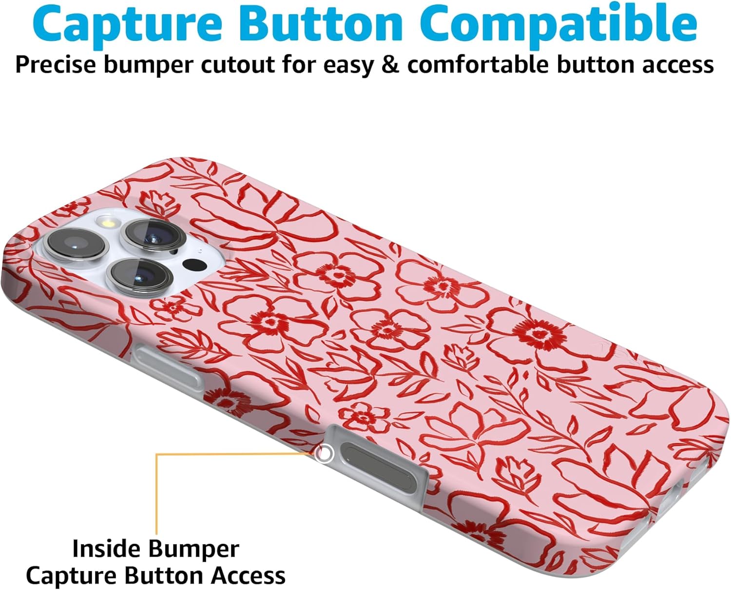 Casely iPhone 16 Pro Max Case | Blush Garden | Floral Doodle | Compatible with MagSafe | Classic Ultra Slim Design