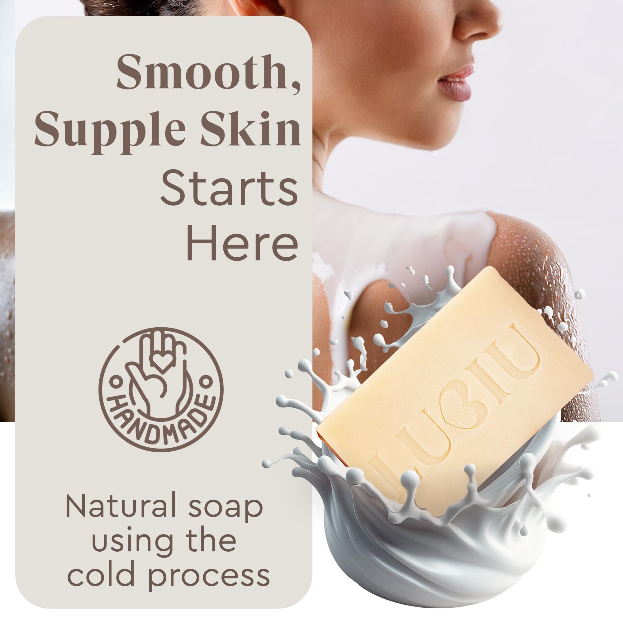 lubiu Goats Milk Soap Bar - 100g Natural Soap Bar for All - Body & Hand & Bath & Face - Handmade - Scented - Image 2