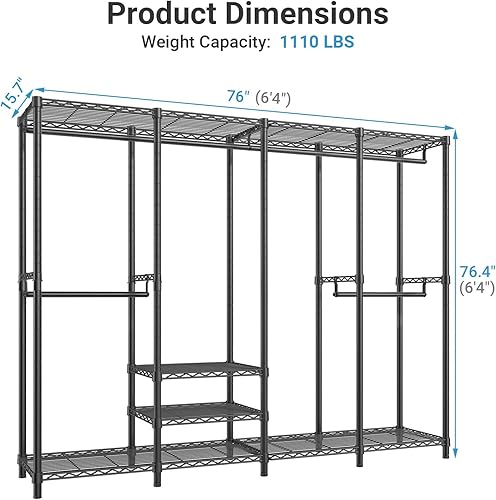 Miniatura 6 de VIPEK V40C - Perchero de ropa cubierto resistente con cubierta, armario independiente personalizado, armario portátil para dormitorio, estante