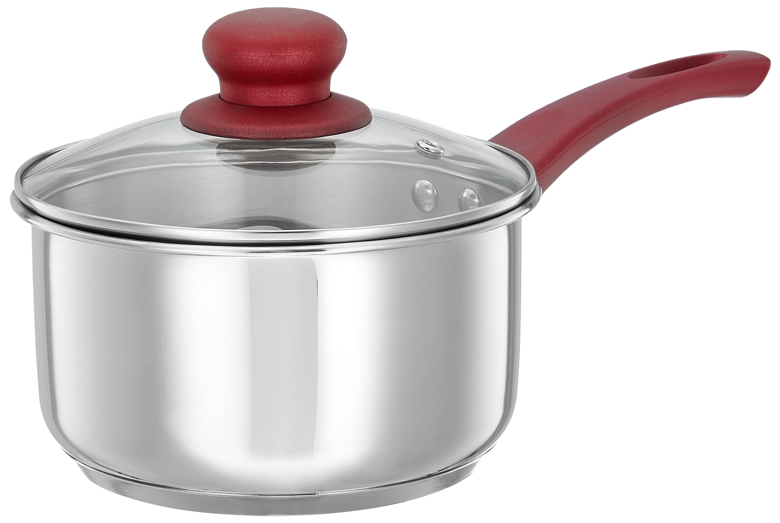 Amazon Brand - Solimo Stainless Steel Heavy Bottom Sauce Pan with Glass Lid|Three Layer Impact Forged Bottom for Durability|Premium Look with Soft Touch Handles&Knob,Non-Stick,1700 Milliliter-1700 Ml