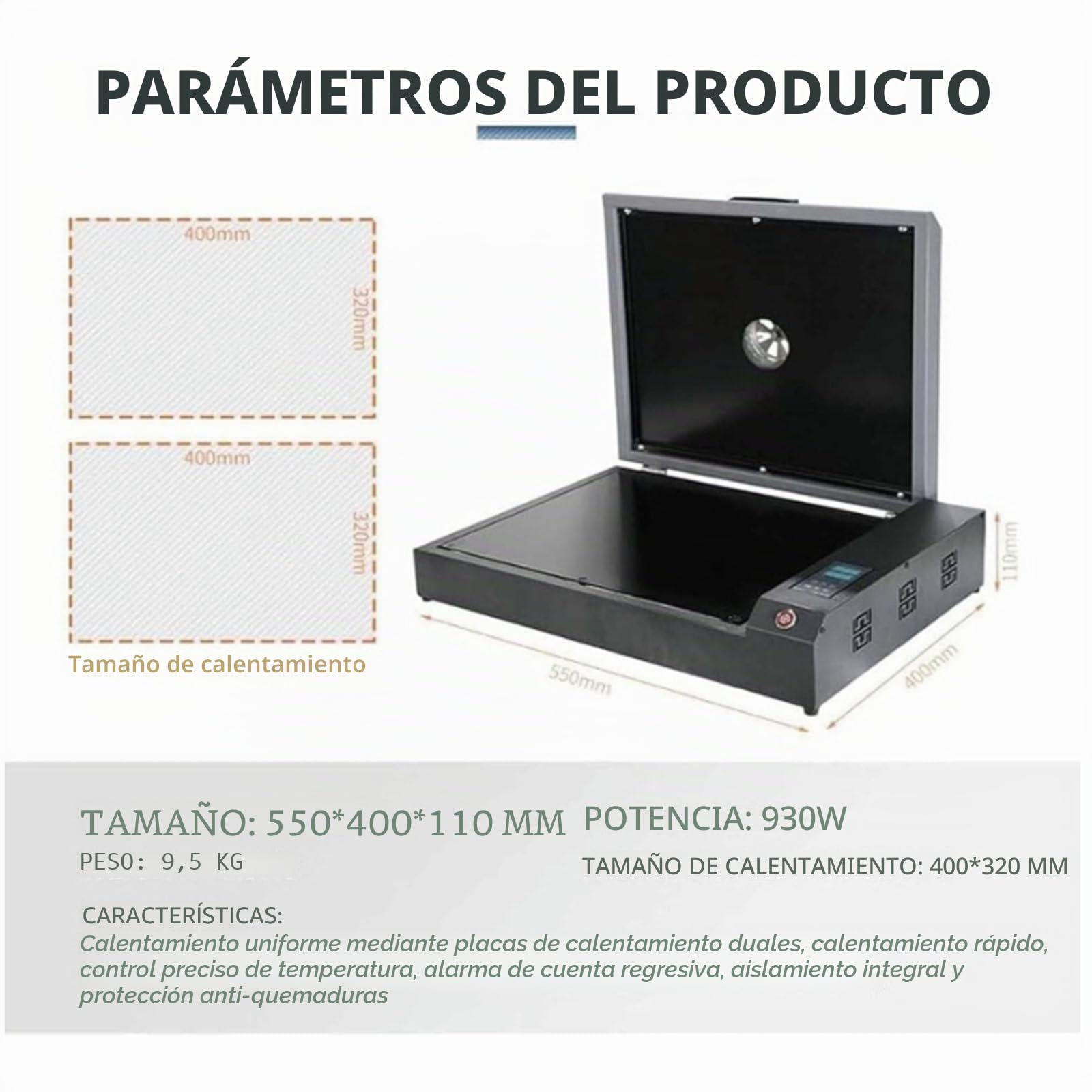 Impresora DTF portátil A3 con doble calentamiento, ajuste de temperatura de 0 a 200 °C, horno de secado DTF para carteles de ropa DIY, para impresión por transferencia de camisetas y gorras