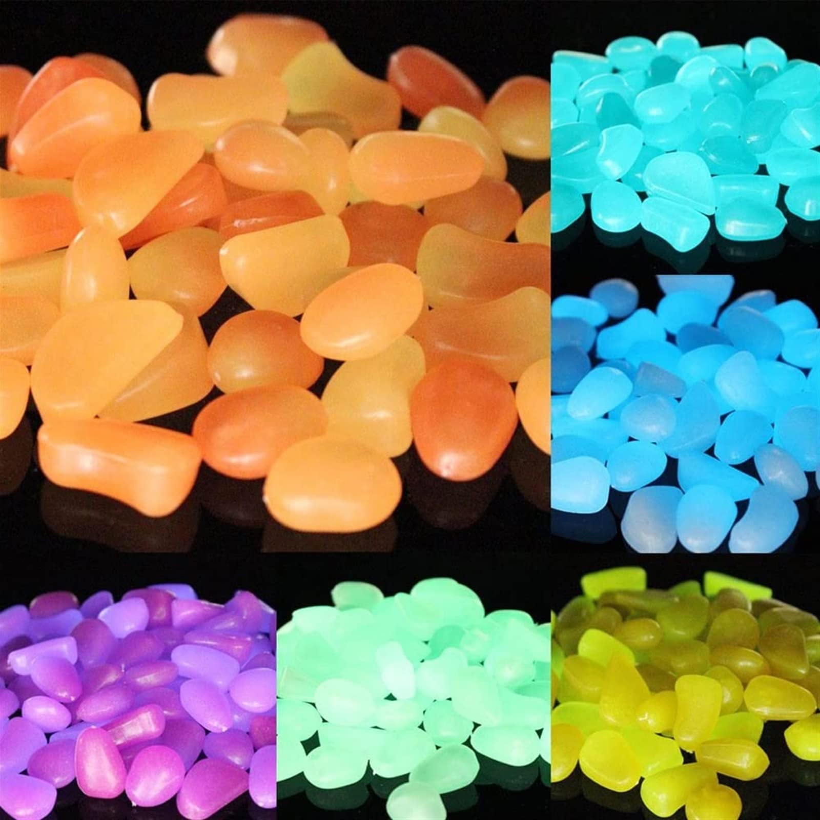 Galets phosphorescents multicouleur en résine qui s’allument dans la