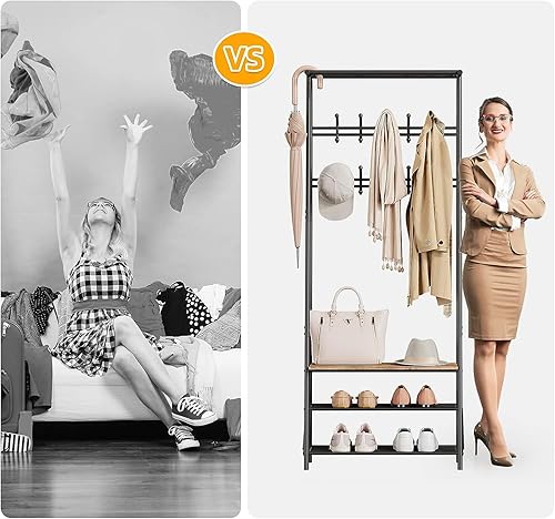 Miniatura 8 de Perchero para zapatos con 5 ganchos, árboles de entrada con almacenamiento, organizador multifuncional de pasillo, muebles decorativos de aspecto de