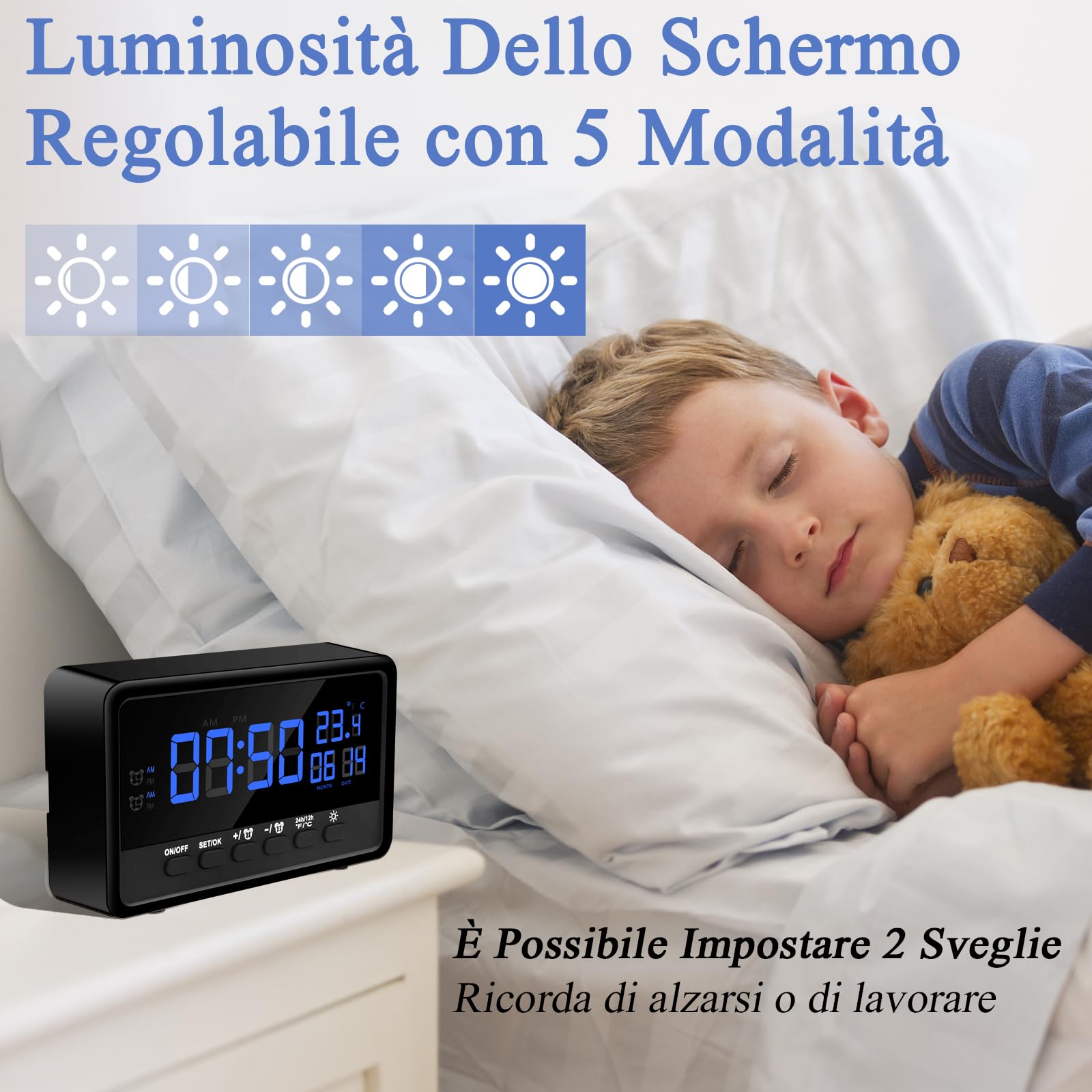 Orologio WiFi Telecamera Nascosta HD 1080P Spia Nascosta con Funzione Sveglia, Mini Telecamera Spia Wifi 2.4 / 5Ghz supporto Visione Notturna e Rilevamento Movimento, Sorveglianza Remota