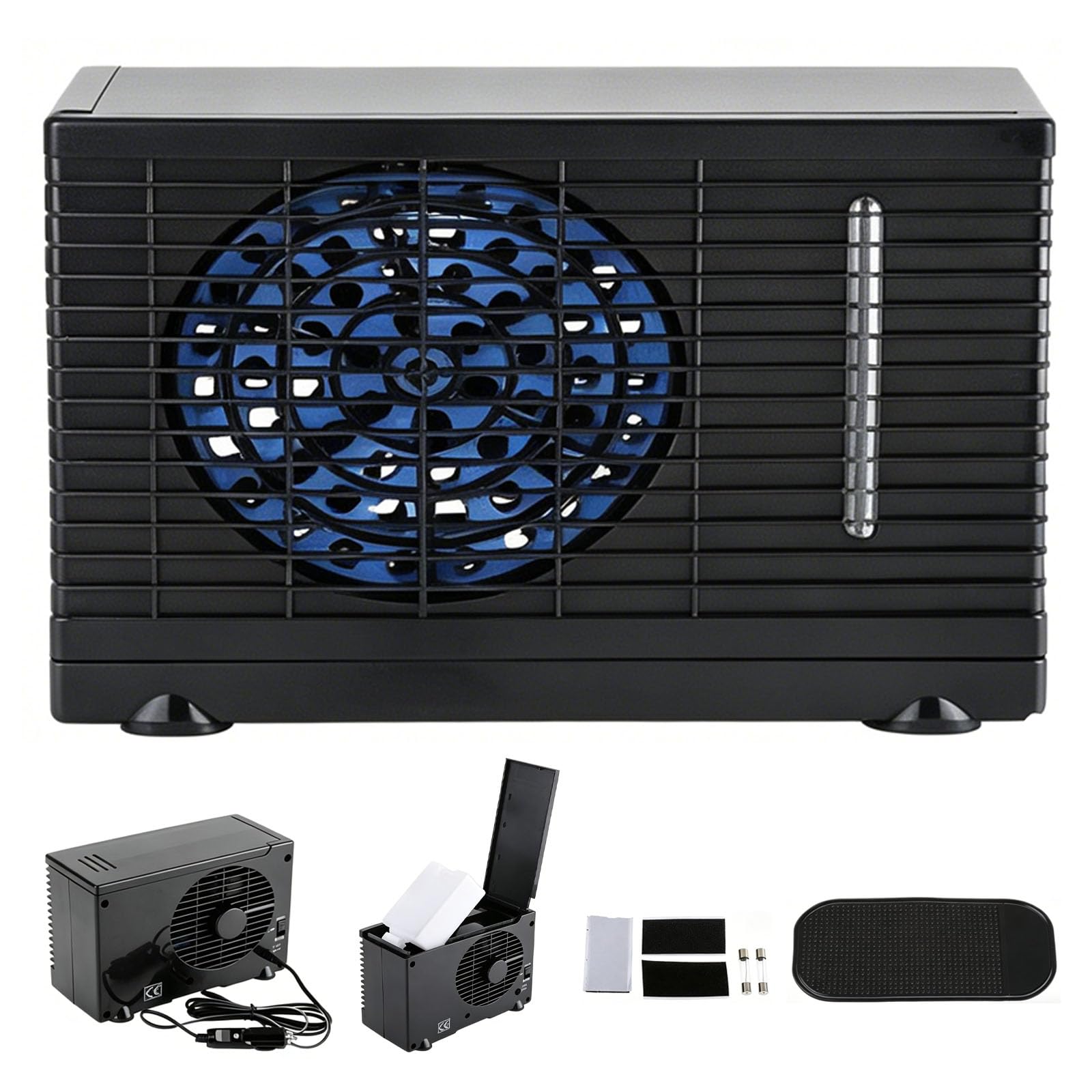 Aire acondicionado para furgoneta, unidad de acondicionamiento de 12 V, ventilador portátil con protección de apagado automático, bajo ruido, múltiples ajustes de velocidad del viento, vehículos y