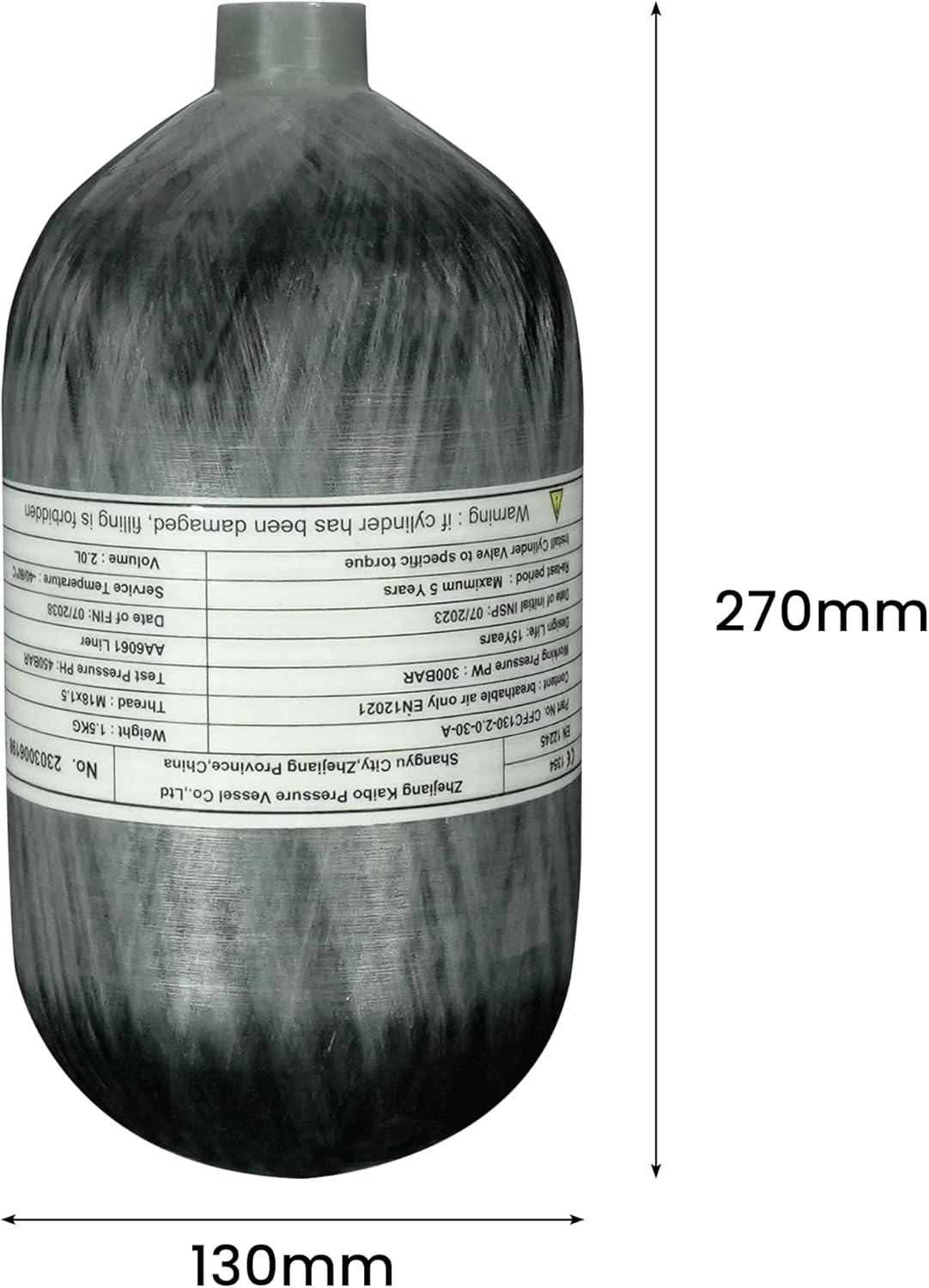 TUXING 4500Psi 2L 122Cu in 2000CC Carbon Fiber Scuba Tank High Pressure Composite Cylinder,Diving Tank,Pcp Air Tank for Deep Diving Snorkeling Water Sports