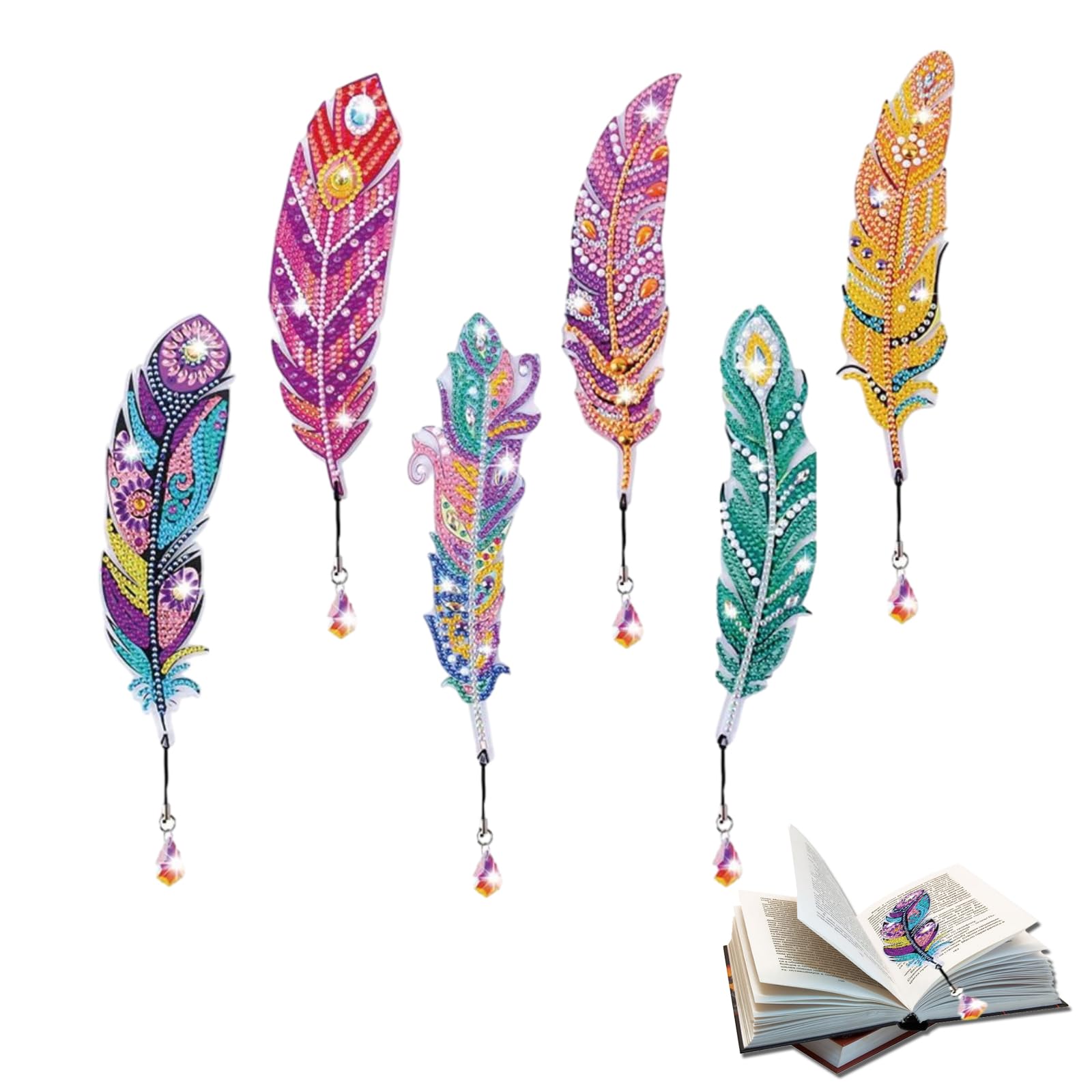 Lithyc 6 Piezas MarcapáGinas de Pintura De Diamantes 5d - Marcador con Diamantes - MarcapáGinas Personalizados,Adecuado para Damas, Navidad, díA de San ValentíN, GraduacióN, Regalos de CumpleañOs