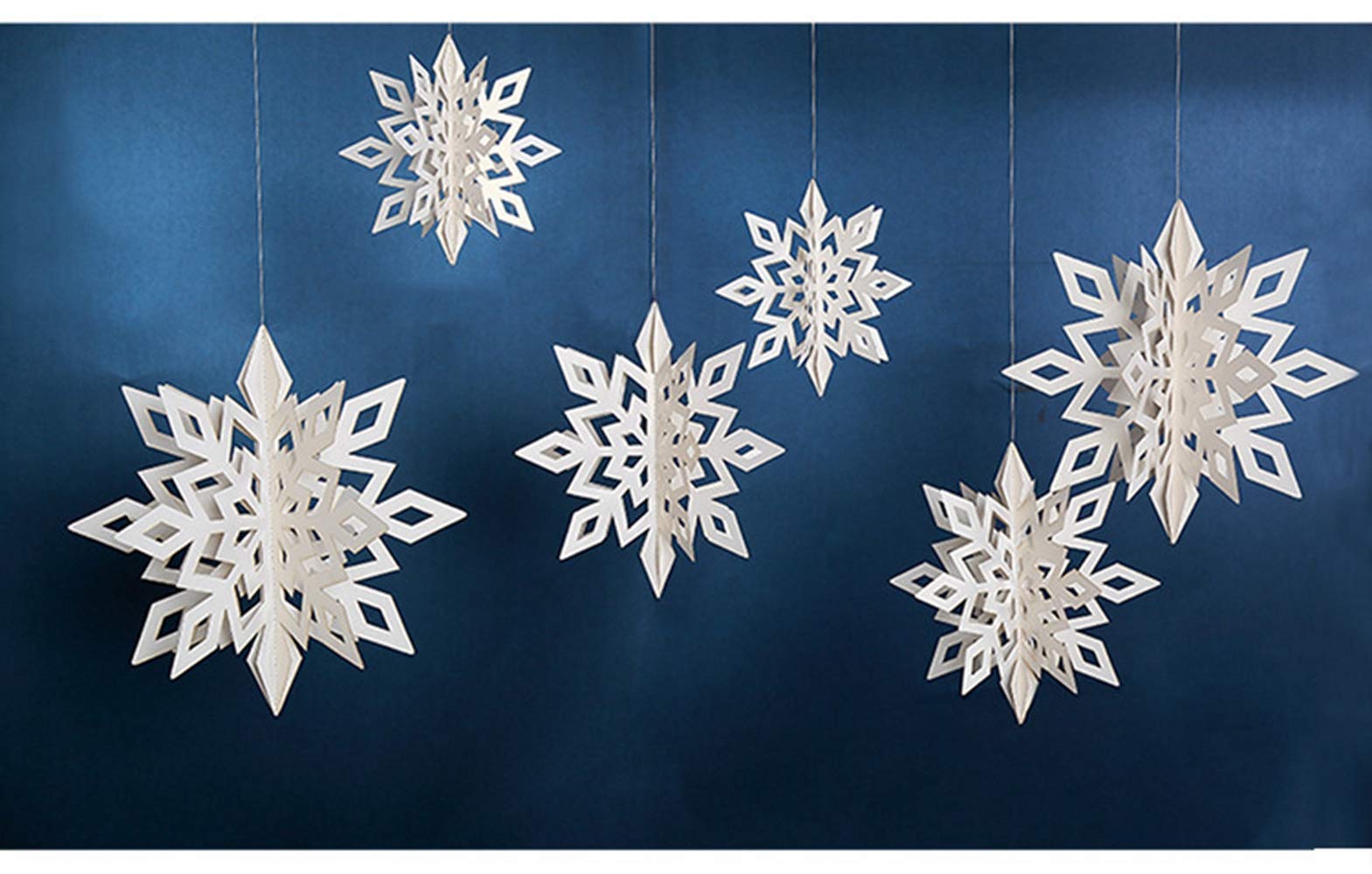 Christmas Snowflake String Hanging Decoration Window Decoration Xmas Accessories,Pack of 6 (white)