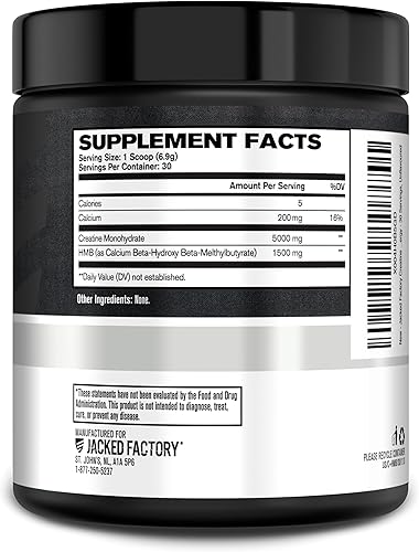 Miniatura 8 de Jacked Factory Suplemento en polvo de creatina HMB con monohidrato de creatina y HMB para hombres y mujeres para el crecimiento muscular, mayor