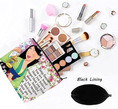 Miniatura 3 de LEVLO Mu Lan Bolsa de maquillaje cosmética Mu Lan Fans regalo motivacional You Are Braver Stronger Smarter Than You Think Mulan maquillaje bolsa con