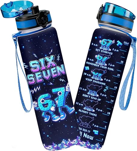 Miniatura 13 de Botella Rastreadora de Agua de Dibujos Animados de Perro de 32 Oz, Botella de Agua Aislada con Lindo Personaje de Perro Lindo perro,Azul 2,azul