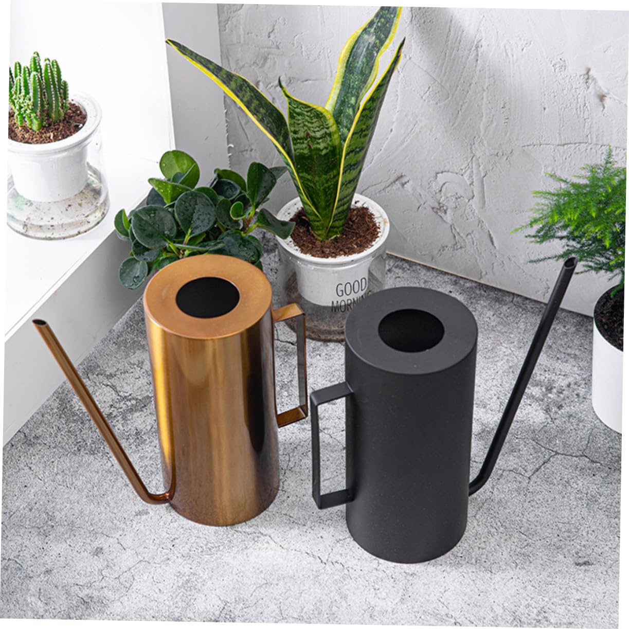 DOITOOL Edelstahl Gießkanne Große Kapazität Metall Sprühkanne Langer Ausguss Spritzfunktion Für Zimmerpflanzen Sukkulenten Balkon Garten Indoor Pflanzenpflege