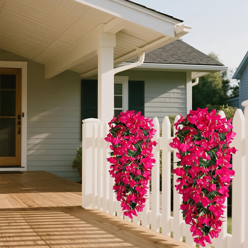 Artificial Fake Hanging Flowers for Outdoors Decorations - 2 Bundles Uv Resistant Faux Plants Outdoor Indoor Planter Decor for Balcony Yard Porch Garden Patio Home Decor(Mixed Color) - Image 4