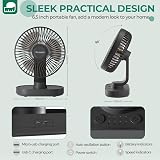 OCOOPA Ventilateur de table, ventilateur USB silencieux de voiture oscillant de 16 cm, 4 vitesses, système de refroidissement de table, batterie rechargeable par USB de 4000 mAh, pour maison, bureau - 7