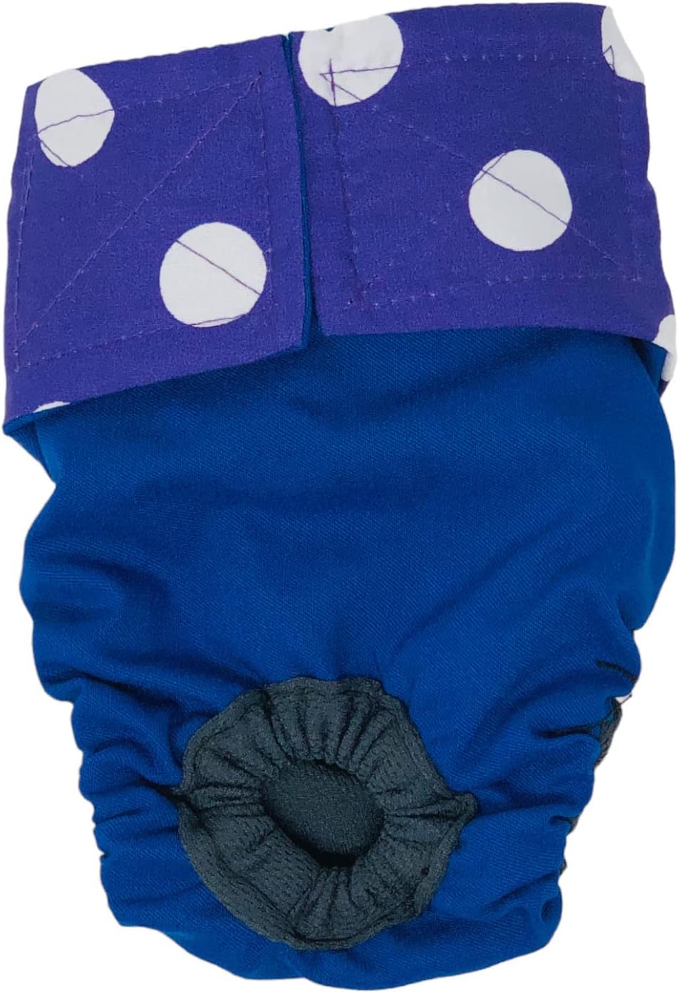 Purple Polka Dot on Blue Dog Diaper, XS, Without Tail Hole - Made in USA