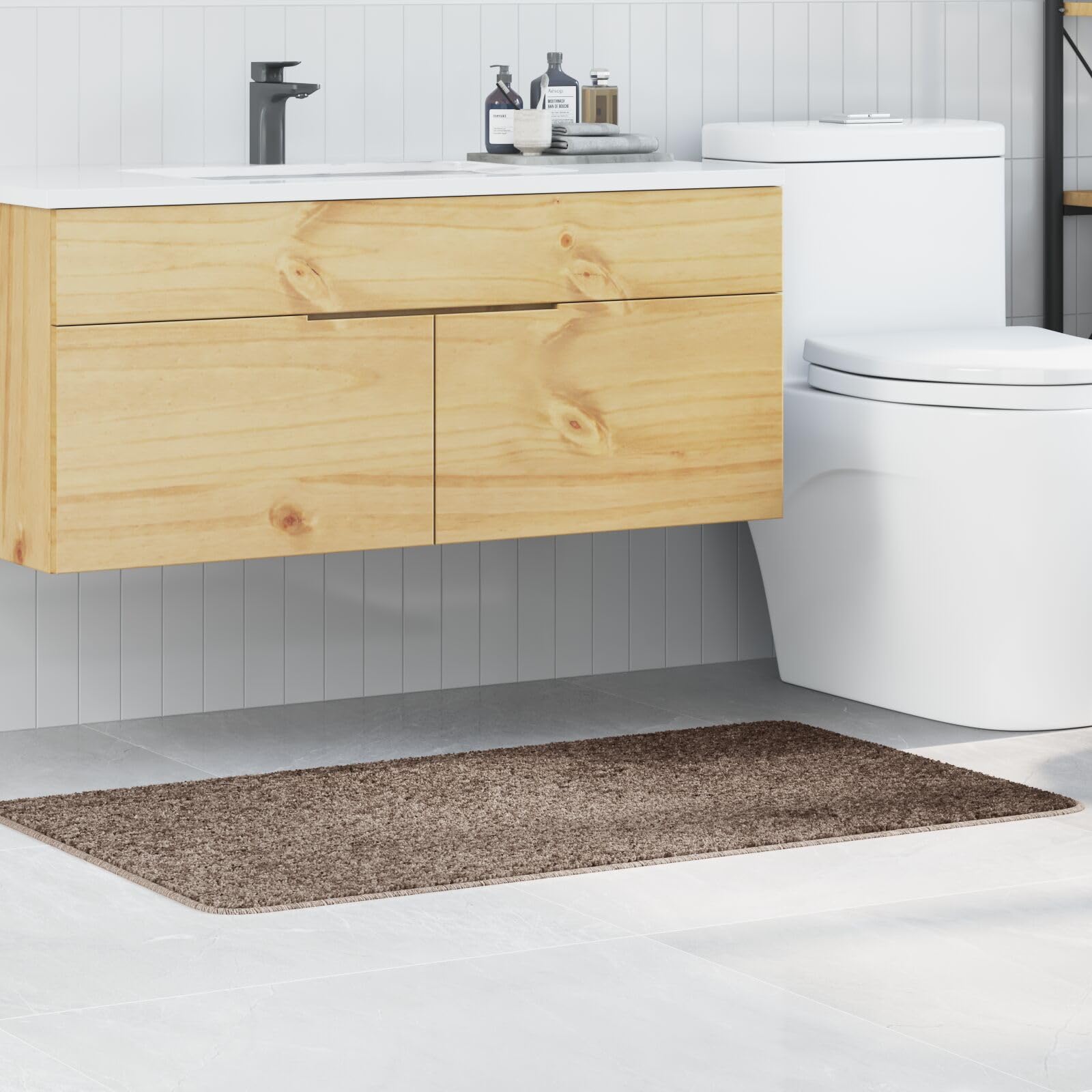 Homgoday Alfombrilla de baño Rectangular marrón 70x120 cm de Polipropileno Antideslizante