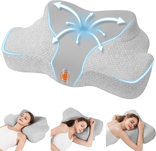 Almohadas cervicales de contorno de espuma viscoelástica para dolor de cuello y hombros, almohada de apoyo para el cuello para dormir, almohada