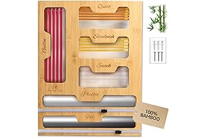 Bamboo Wooden Ziplock Bag Organizer for Drawer