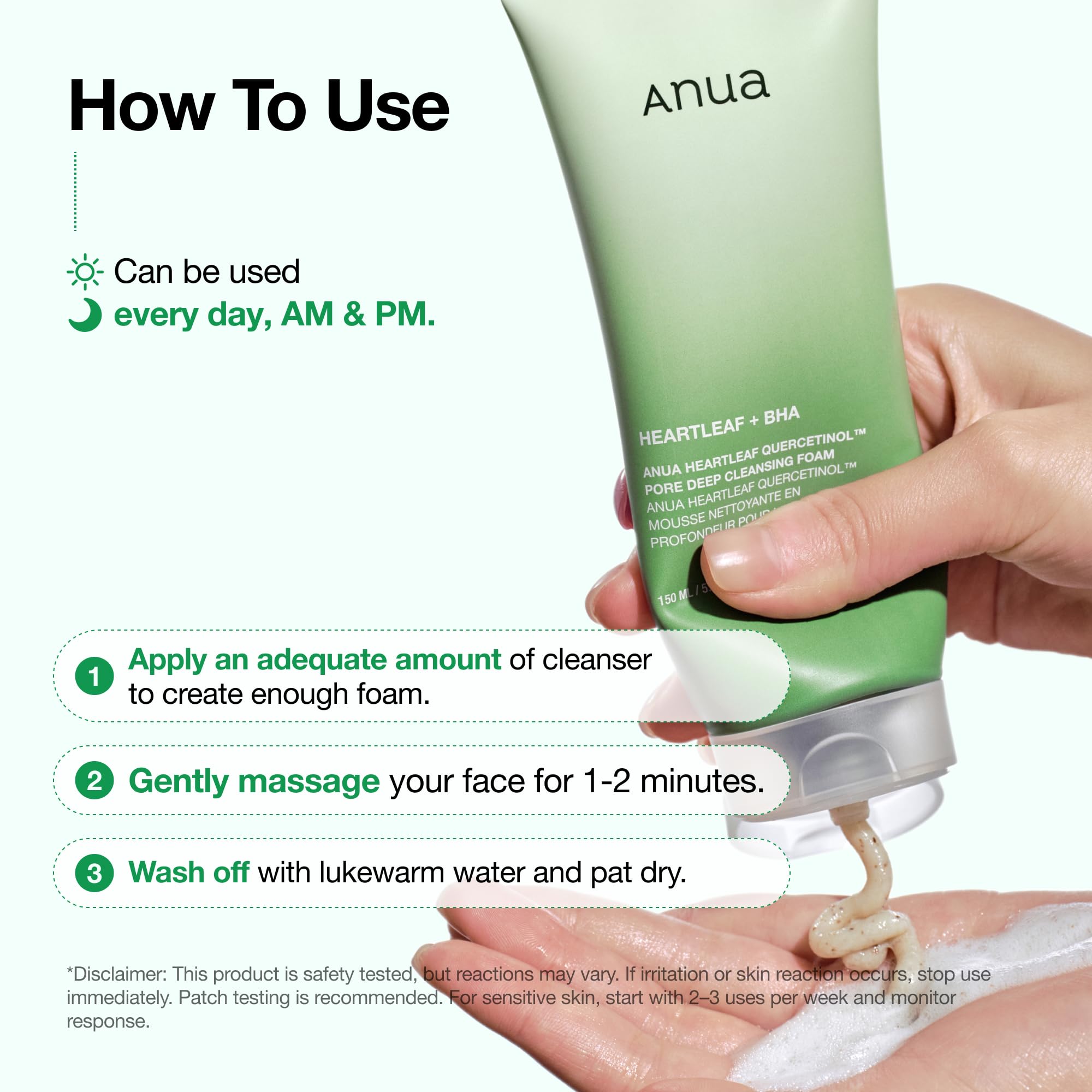 Anua Heartleaf Quercetinol Pore Deep Cleansing Foam, Face wash for Pore Refining Cleanser, Hydrating Daily Facial Cleanser For Double Cleansing, Gentle Foaming with BHA, Korean Skincare, 5.07 fl.oz.