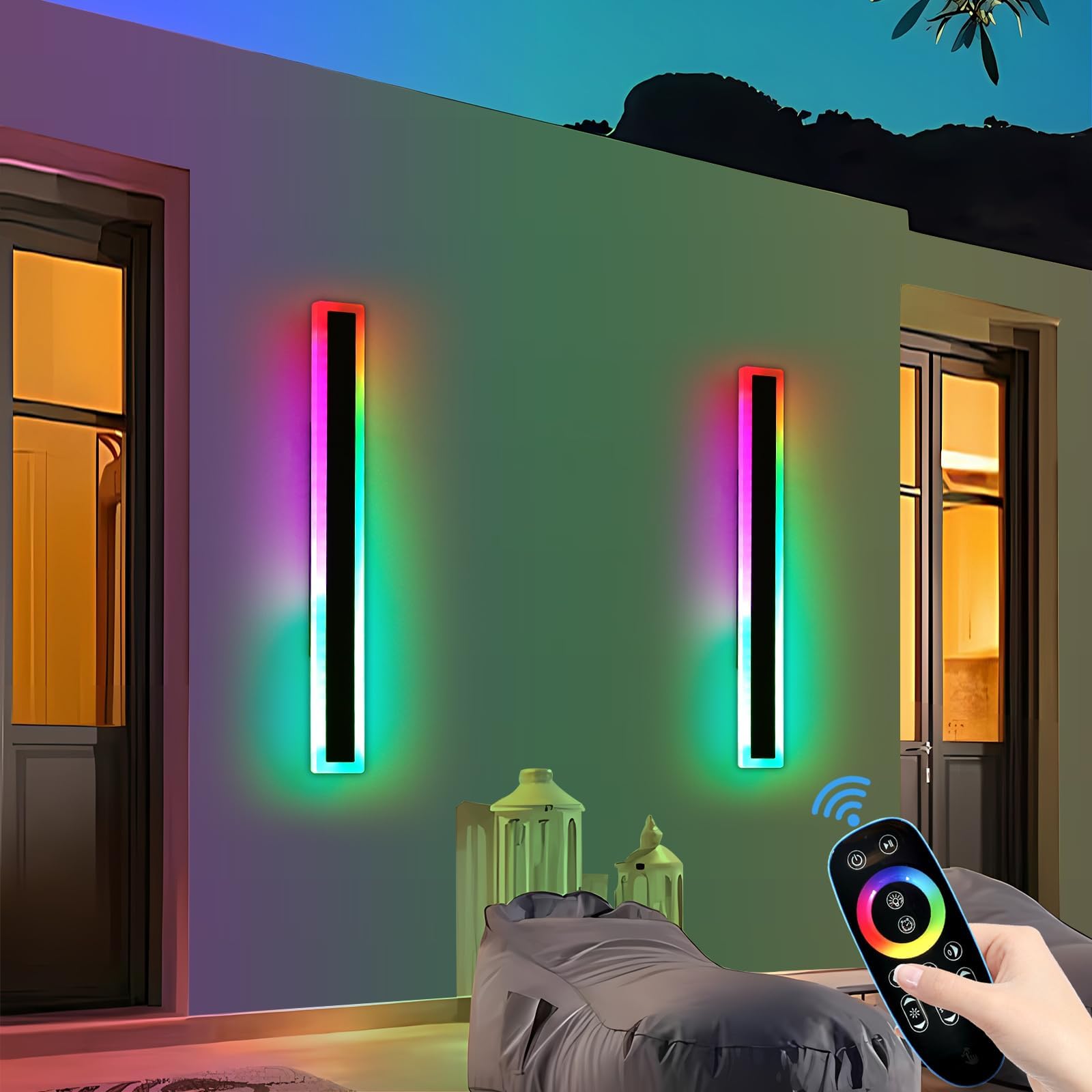 Mikeru 40CM Black Wall Lights, 2Packs Modern Acrylic Wall Light 3000K/4500K/6500K 3 Color Hard Wired Outside Light Wall Mounted Light for Lighting in Front of Mirrors, Garden Decoration — view 46