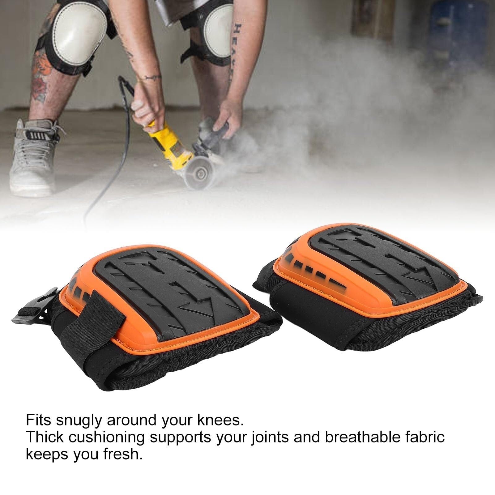 RUVOO Ginocchiere Palestra Ginocchiere da Lavoro in Schiuma Spessa con Guscio Rigido e Fascia Elastica per lavori a Pavimento e Giardinaggio Ginocchiera Sportiva