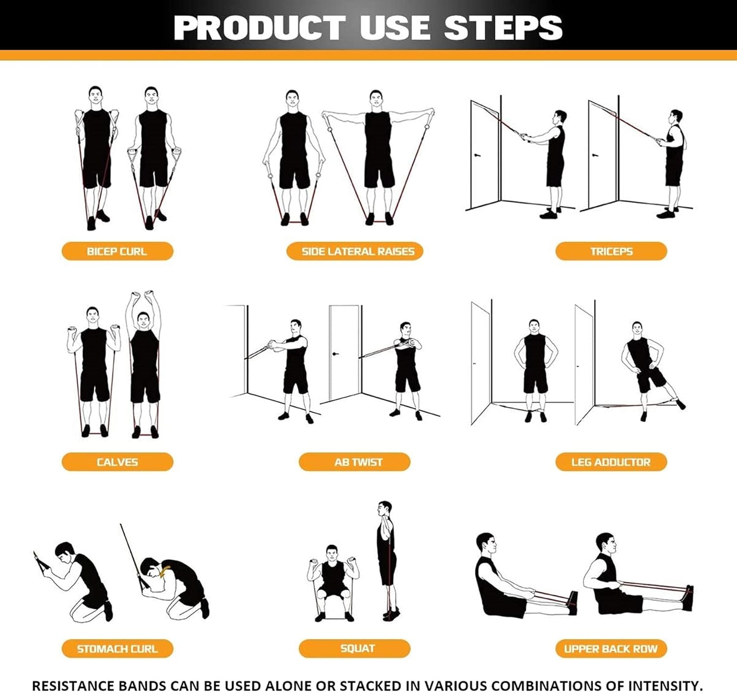 Alpine Swiss Exercise Resistance Bands Set with Handles, Door Anchor, Ankle Straps and Carry Bag for Men and Women