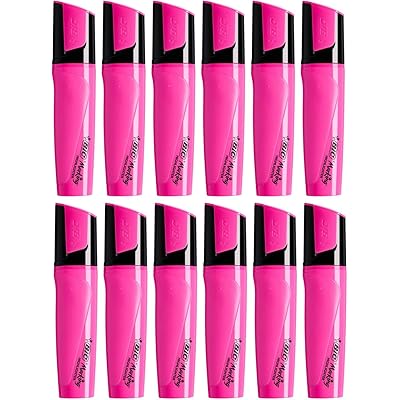 Bicジャパン 蛍光マーカー ハイライターフラット ピンク 12本 BX12 MHLFLT-PNK