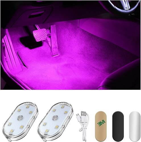 Dickno Luces LED inalámbricas para el interior del automóvil, luz interior magnética automática con 6 luces LED brillantes, luces LED portátiles