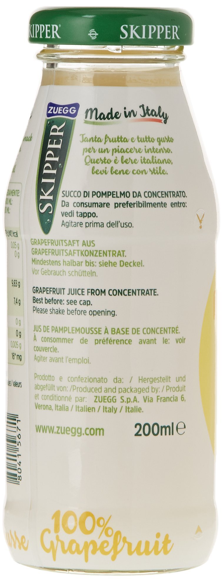 ZUEGG Jus de Pamplemousse Skipper Bar 200 ml - Pack de 24