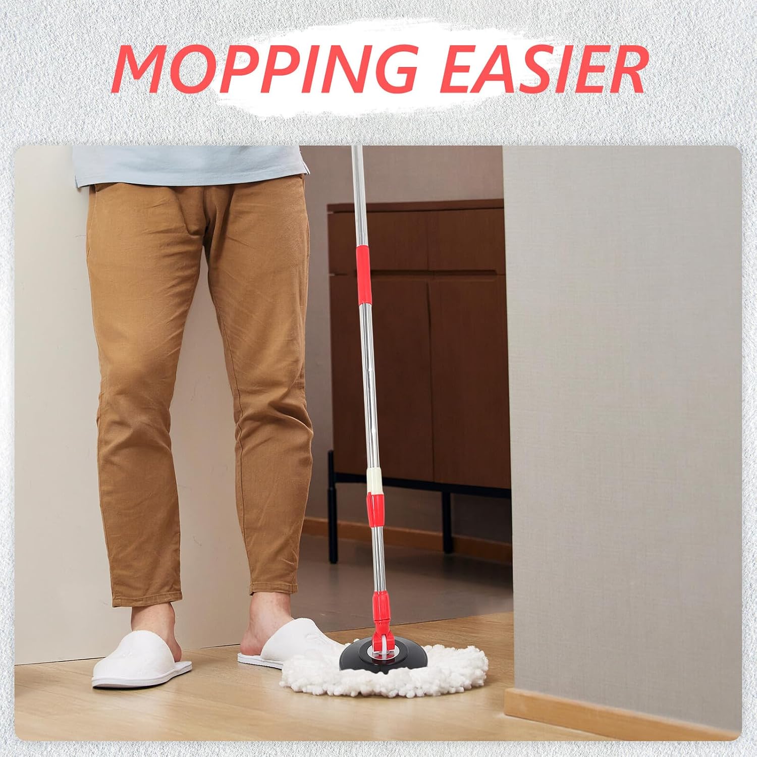 TIDTALEO Replacement Mop Handle Rotatable Mop Stick Stainless Steel Telescopic Pole Plastic Disc Floor Cleaning Accessory Household Commercial Use