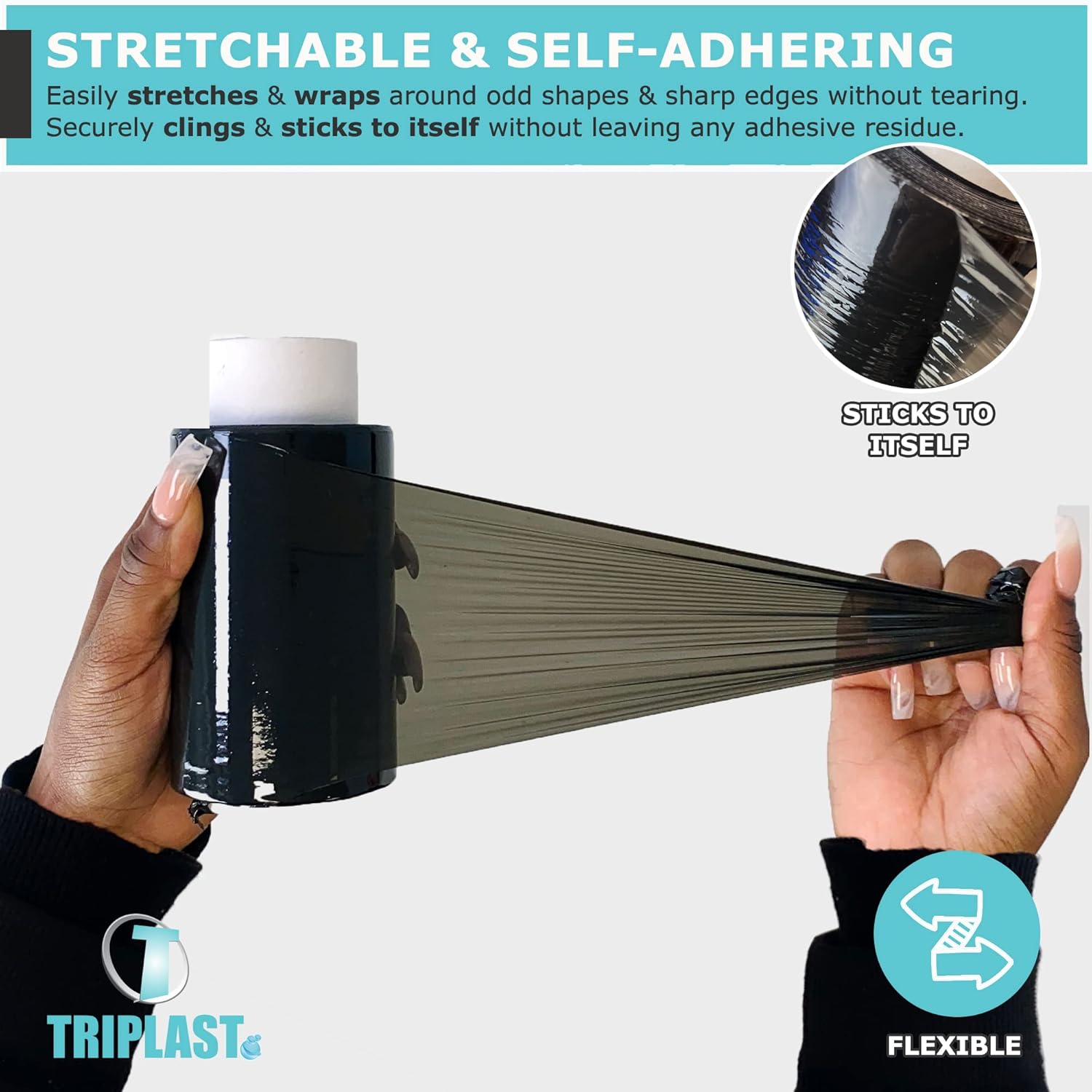 Triplast 100 mm x 150 m Mini Pallet Stretch Shrink Wrap - Black (Pack of 5)