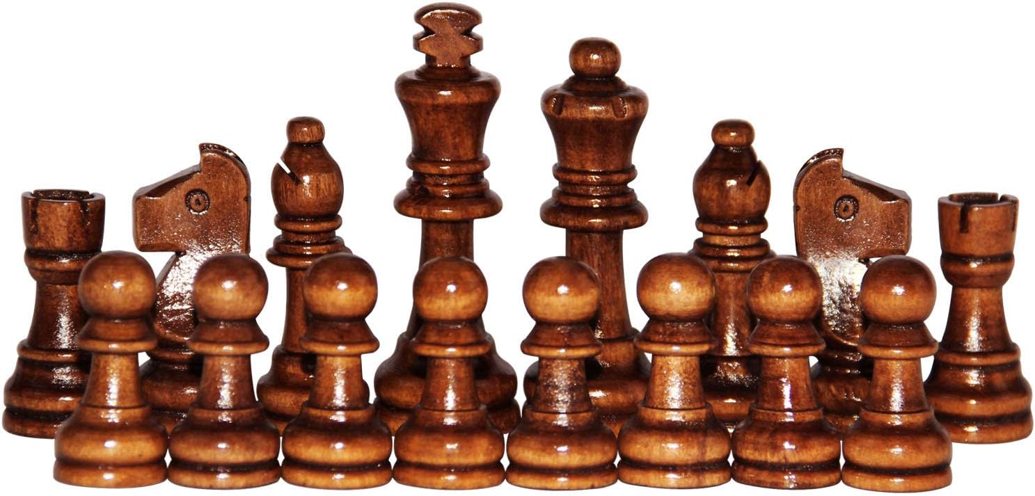 ASNEY Wooden Chess Pieces, Tournament Staunton Wood Chessmen Pieces Only, 3.15” King Figures Chess Game Pawns Figurine Pieces, Includes Storage Bag