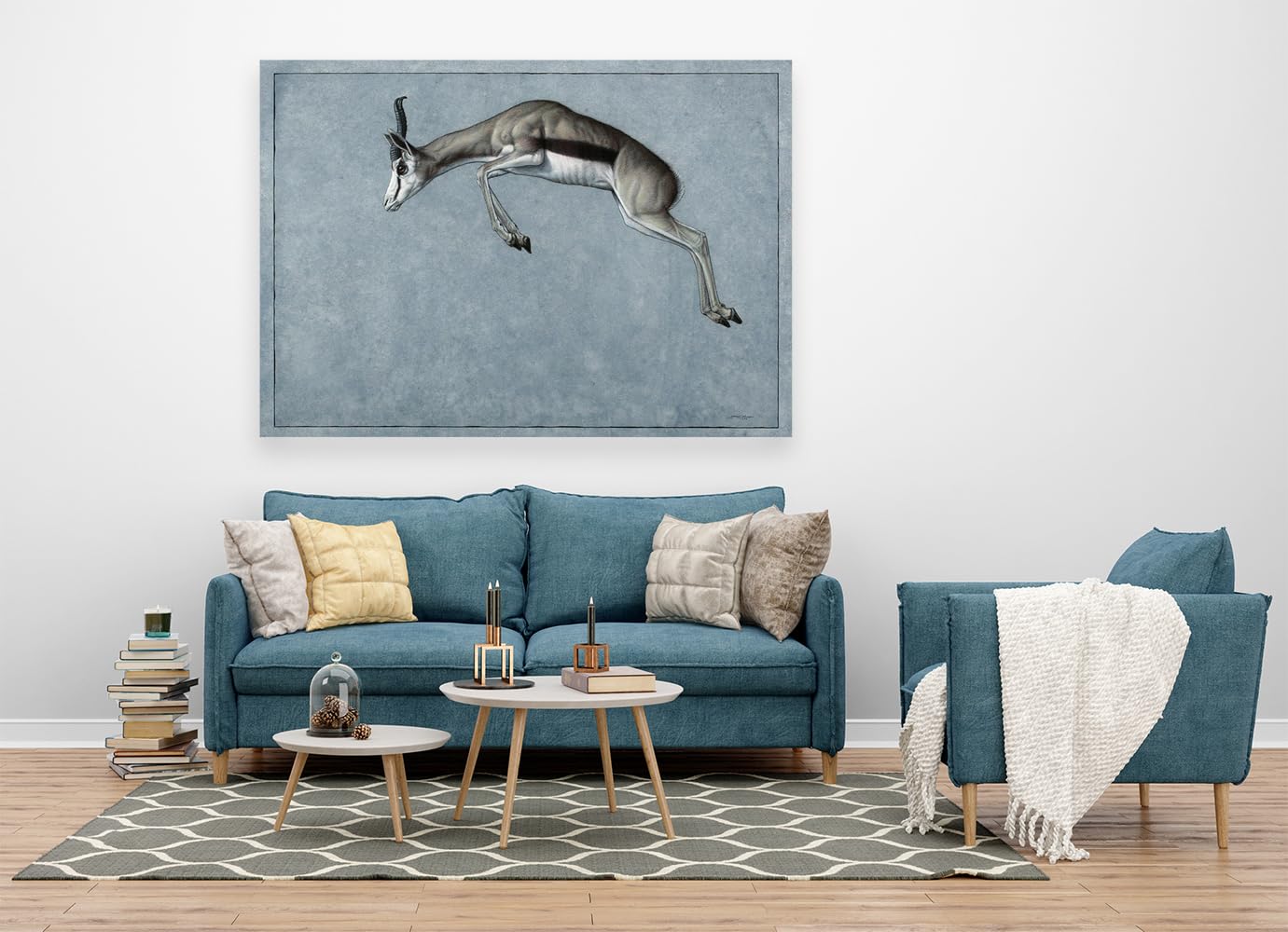 VERRE ARTVERRE ART Printed Framed Canvas Painting for Home Decor Office Wall Studio Wall Living Room Decoration (60x45inch Wrapped) - Springbok