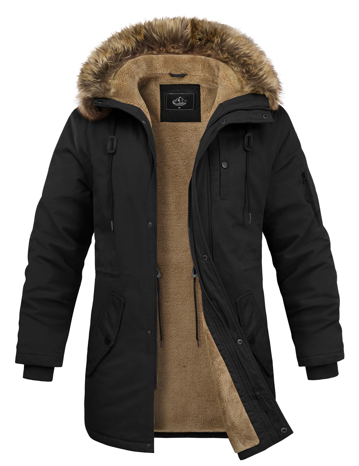 Xnova Abrigo Largo Hombre Invierno Chaqueta Parka con Forro Polar Cálido Cazadora de Algodón con Capucha y Cremallera Chaquetones Termicas con Cuello de Piel Desmontable
